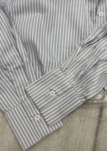 Striped Cropped Button-Up Shirt