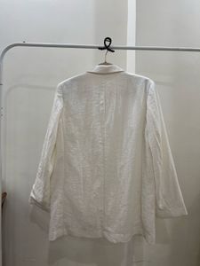 H&amp;M OFF WHITE LINEN OVERSIZED BLAZER