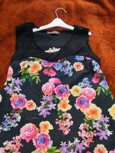 Floral Dress with Black Top
