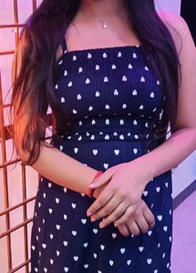 Blue Heart Print Maxi Dress