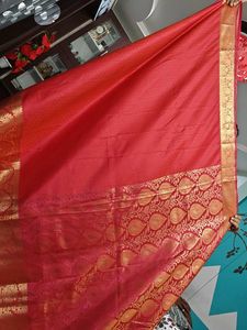 Vibrant Pinkish dual tone &amp; Gold Brocade Saree