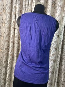 Purple Beaded Neckline Tank Top