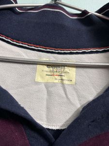 Men’s Navy &amp; White Striped Polo T-Shirt