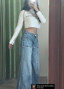 White Graphic Long Sleeve Crop Top