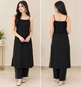 Chic Black Cotton Kurta