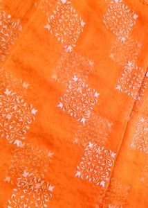Elegant Orange Saree with White Motifs