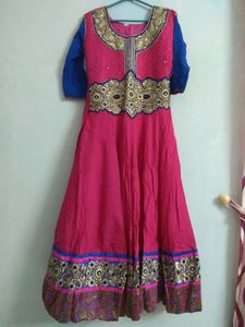 Pink And Blue Beatiful Long Dress For Women