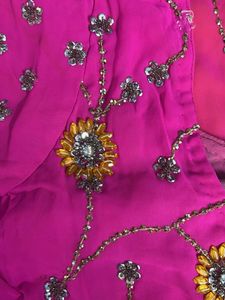 Embroidered Pink &amp; Yellow Saree