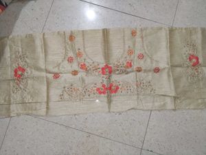 Elegant Embroidered Silk Saree Blouse(unstitched)