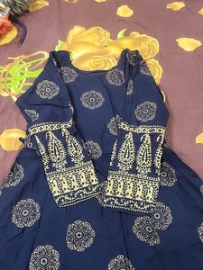 Elegant Navy Blue Printed Kurta