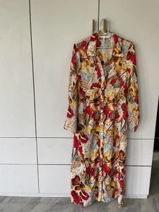 Zara Floral Print Satin Midi Dress