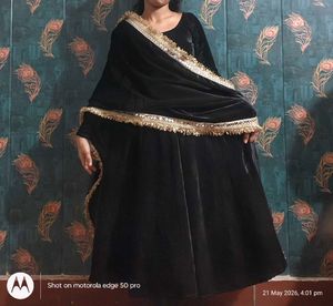 beautiful 😍 black anarkali with lace bordar duppa