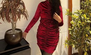 Non negotiable Red Velvet Ruched Dress