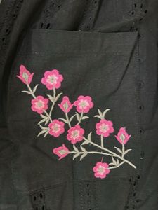 Black Embroidered Midi Dress