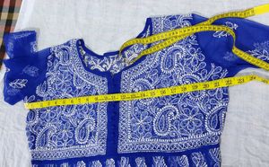Blue Chikankari Anarkali Kurta With Inner