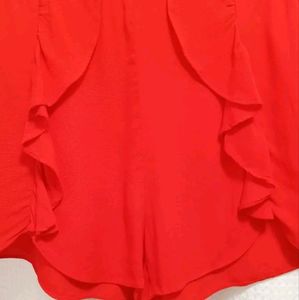 Womens H &amp; M Red Ruffle High Waisted Short