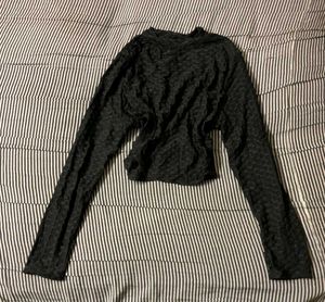 Textured Long Sleeve Crop Top