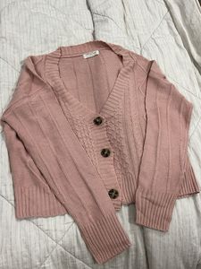 Dusty Rose Cable Knit Cardigan