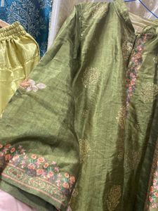 Olive Green Floral Salwar Kameez