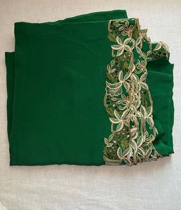 Bangalore crepe Green Embroidered Saree