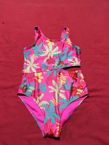 Pink Floral Cut-Out Swimsuit – 10-11 Years