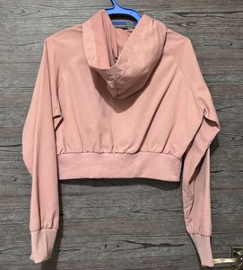 Pink Cropped Hooded Jacket
