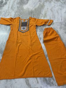 Orange Kurta Set with Pants