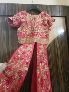 Embroidered Dark Pink Long Blouse with