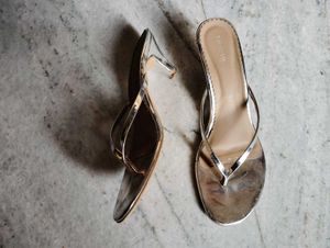 Silver Thong Heel Sandals