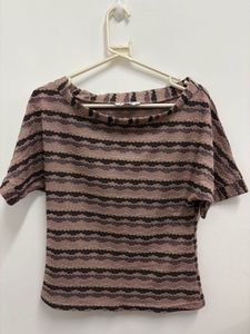 Littlebox off shoulder striped knit top
