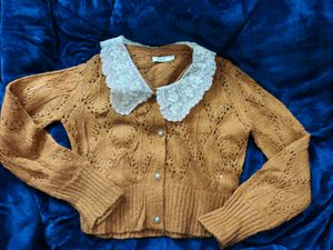 Lace Collar Knit Cardigan