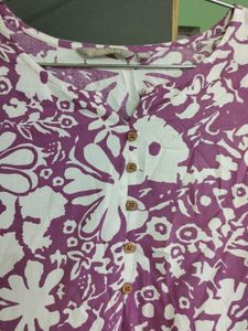 Purple Floral Print Kurta
