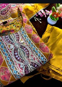 Mustard yellow Gota Patti suit set