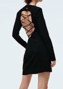 Black Lace-Up Back Mini Dress