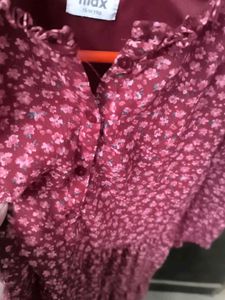 Chic Floral Print Ruffled Dress frock