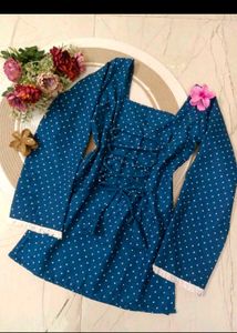 Blue Polka Dot Kurta