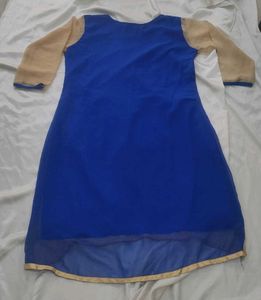 Royal Blue Kurta with Sheer Sleeves