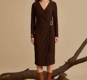 Chic Brown Wrap Dress