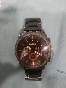 Men's Black Metal Analog Watch