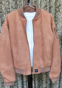 Men's Tan Suede Bomber Jacket