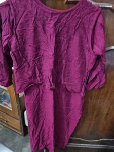 Embroidered half kurta with koti