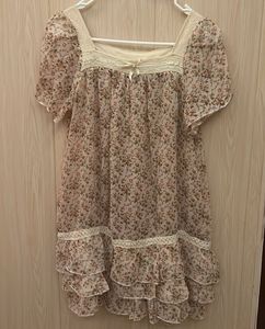 Sheer floral Chiffon Tiered Ruffle Dress