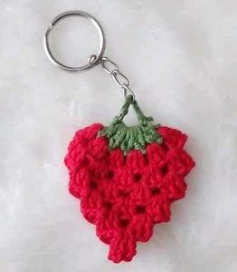 Crochet Strawberry Keychain