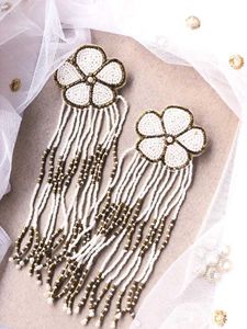 Boho Beaded Flower Dangle Earrings