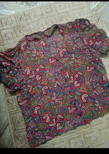Unique Geometric Print Button-Up Shirt