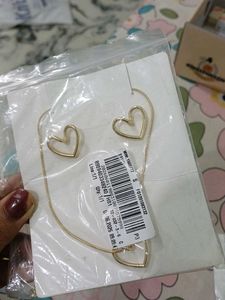 Gold Heart Necklace & Earrings Set
