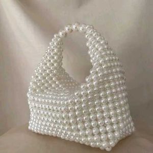 Elegant Pearl Beaded Handbag – Luxury White Pear