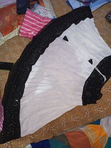 White &amp; Black Embellished Skirt