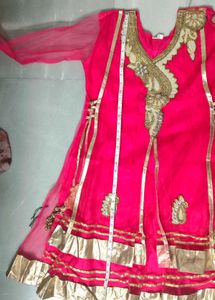 Pink &amp; Gold Anarkali Dress