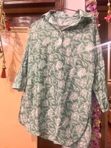 Green Floral Print Kurta with Palazzo Pants
